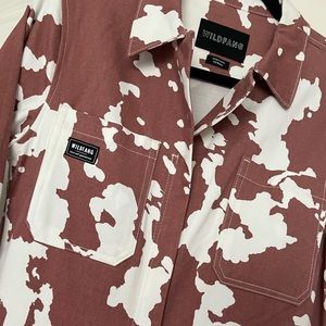 WILDFANG utility jumpsuit, cow print. Only worn once. XS